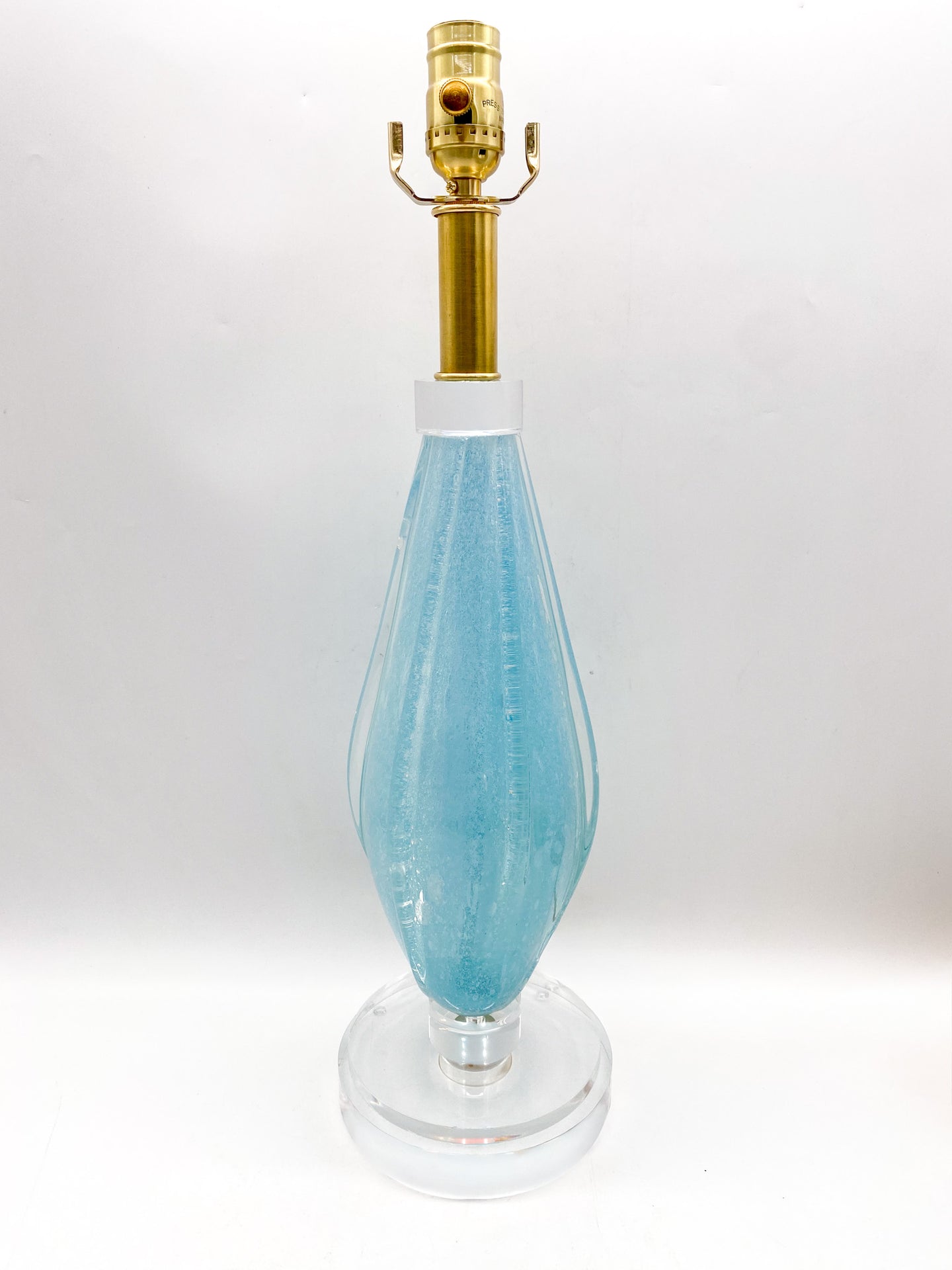 lamps, lamps store, lighting store, Dallas lampshade store, Dallas lamps, interior design Dallas, lampshade store, lampshades Dallas, murano lamp, murano glass, murano, light blue, light blue lamp, bullicante, bullicante detail, hand blown glass