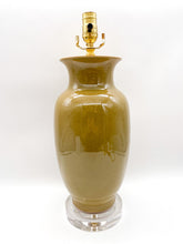 Load image into Gallery viewer, Light Olive Green Craquelur Ceramic Vase Lamp