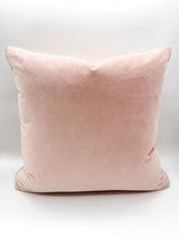 Load image into Gallery viewer, pillow, plush, pink, velvety, contrast piping, lamps, lamps store, lighting store, Dallas lampshade store, Dallas lamps, interior design Dallas, lampshade store, lampshades Dallas, interior decorating


