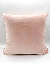 Load image into Gallery viewer, pillow, plush, pink, velvety, contrast piping, lamps, lamps store, lighting store, Dallas lampshade store, Dallas lamps, interior design Dallas, lampshade store, lampshades Dallas, interior decorating
