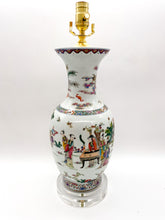 Load image into Gallery viewer, Medium Rose Famille Vase Lamp, ~27"