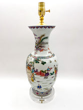 Load image into Gallery viewer, Medium Rose Famille Vase Lamp, ~27"