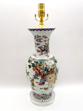 Load image into Gallery viewer, Medium Rose Famille Vase Lamp, ~27"