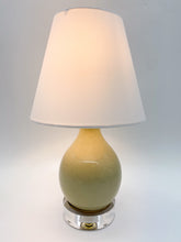 Load image into Gallery viewer, ceramic lamp, small ceramic lamp, petit ceramic lamp, crackle glaze ceramic, craquelure, single gourd lamp, acrylic base, light green, dijon, Dallas lamp store, Dallas lampshade store, Dallas lighting store
