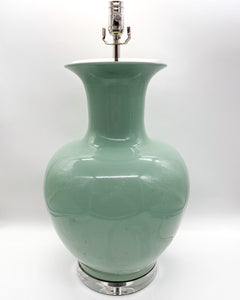 Mint Green Lion Mouth Porcelain Jar Lamp