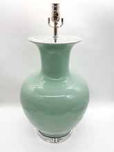 Load image into Gallery viewer, Mint Green Lion Mouth Porcelain Jar Lamp