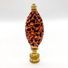Load image into Gallery viewer, brown carved root wood finial depicting monkeys in a tree
