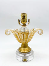 Load image into Gallery viewer, Murano Glass, Gilded Wood and Acrylic Lamp, 14.5&quot;