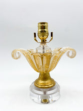 Load image into Gallery viewer, Murano Glass, Gilded Wood and Acrylic Lamp, 14.5&quot;