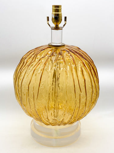 Murano Yellow Glass Ball Table Lamp