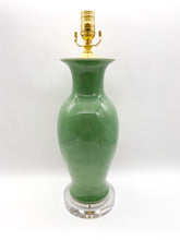 Load image into Gallery viewer, Sage Glazed Porcelain Vase Lamp, ~26&quot;