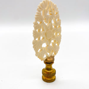 Oval Carved Bone Finial, 3-1/8"