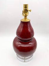 Load image into Gallery viewer, Oxblood Porcelain Double Gourd Lamp, 15&quot; at harp saddle