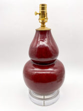 Load image into Gallery viewer, Oxblood Porcelain Double Gourd Lamp, 15&quot; at harp saddle