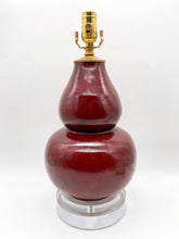 Load image into Gallery viewer, Oxblood Porcelain Double Gourd Lamp, 15&quot; at harp saddle