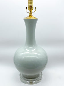 Off-White Crackle Vase Lamp, 18" to socket