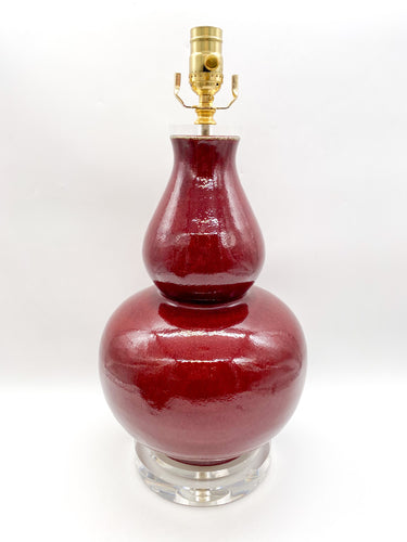 Oxblood Double Gourd Pottery Lamp, 26