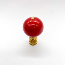 Load image into Gallery viewer, finial, finials, red ball finial, ceramic finial, porcelain finial, red, oxblood, oxblood red, ball finial, lampshade topper, lampshade top, lampshade finial, lamp finial, table lamp finial, lamp finial