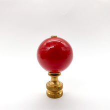 Load image into Gallery viewer, finial, finials, red ball finial, ceramic finial, porcelain finial, red, oxblood, oxblood red, ball finial, lampshade topper, lampshade top, lampshade finial, lamp finial, table lamp finial, lamp finial