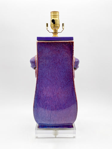 Purple Drip Glaze Rectangular Vase Lamp
