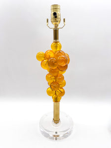 Pair of Vintage Grape Cluster Lamps, Yellow/Gold, ~26"