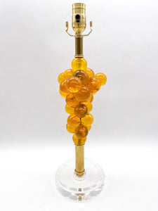 Pair of Vintage Grape Cluster Lamps, Yellow/Gold, ~26"