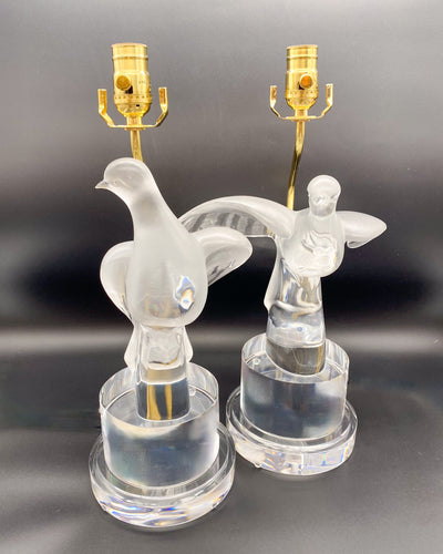 glass doves, doves lamps, lalique, lalique lamps, lalique doves, acrylic base, Dallas lamps, Dallas lampshades, Dallas lamp store, Dallas lamp shades, Dallas lamp boutique, art glass lamps, French art glass, lampshades Dallas