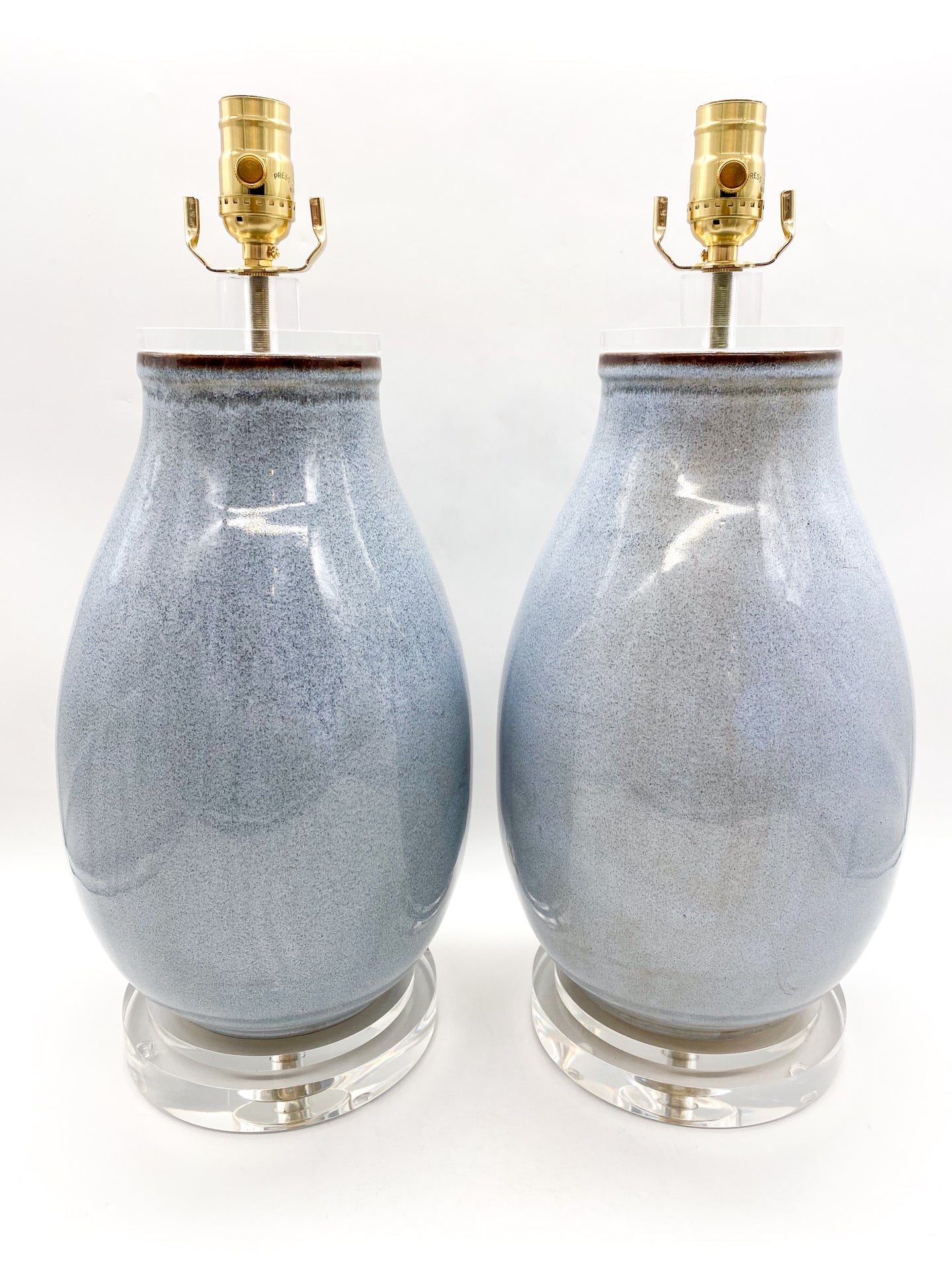 Pale Blue Drip Glaze Pottery Lamp, ~26