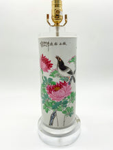 Load image into Gallery viewer, Peony/Bird-Hat-Stand-Table-Lamp.-14.5in.-(to-harp-saddle)