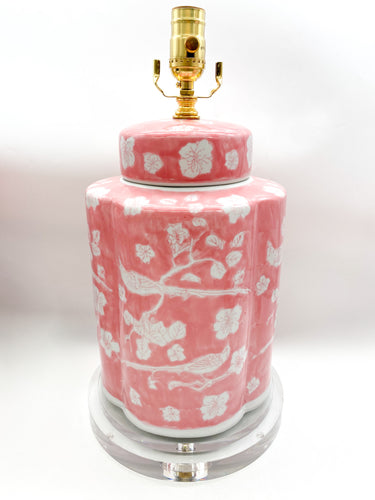 lamps, lamps store, lighting store, Dallas lampshade store, Dallas lamps, interior design Dallas, lampshade store, lampshades Dallas, ceramic lamp, ceramic, chinoiserie, pink, rosè, rosepink, oval, acrylic, acrylic base