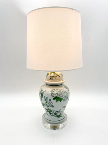 Primrose & Lotus Green/White Chinoiserie Mini Temple Jar Lamp