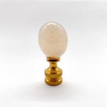 Load image into Gallery viewer, grape finial, quartz finial, finial, finials, quartz, quartzite, egg shaped, oblong, natural material, natural finial, off-white finial, mineral finial, lampshade topper, lampshade top