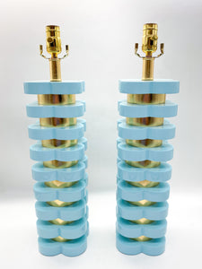 Quatrefoil Light Blue Lamp, 32"
