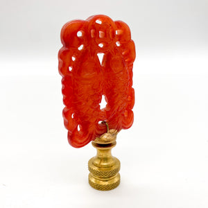 Rust Dyed Jade Twin Fish Finial, 2-3/4"