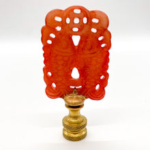 Load image into Gallery viewer, Rust Dyed Jade Twin Fish Finial, 2-3/4&quot;