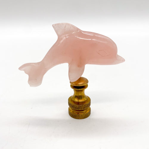 Rose Quartz Dolphin Finial, 2-1/4
