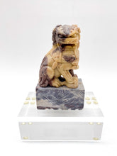 Load image into Gallery viewer, Rectangular Carved Soapstone Fou Lion on Acrylic Base