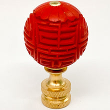 Load image into Gallery viewer, finial, finials, red finial, cinnabar, red cinnabar, cinnebar, red cinnebar, carved, carving, carved finial, lampshade top, lampshade topper, lampshade finial, lamp finial, table lamp finial
