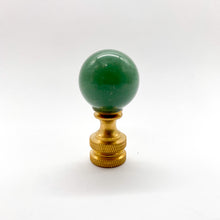 Load image into Gallery viewer, aventurine, mineral, finial, finials, lampshade topper, lamp topper, green finial, green ball finial, quartz, quartzite, lampshade finial, table lamp finial