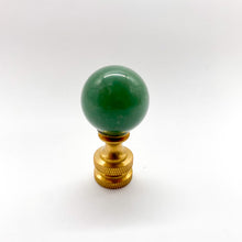 Load image into Gallery viewer, aventurine, mineral, finial, finials, lampshade topper, lamp topper, green finial, green ball finial, quartz, quartzite, lampshade finial, table lamp finial