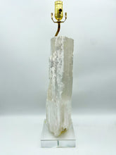 Load image into Gallery viewer, Satin Spar Lamp with Selenite Crystal Inclusion