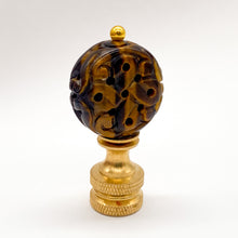 Load image into Gallery viewer, lamp finial detail, decorative lamp finial, ornamental lamp finial accent, lamp with decorative finial top, table lamp with finial detail, lamp finial in gold finish, brass lamp finial with classic shape, modern lamp finial with sleek silhouette, glass lamp finial with faceted design, crystal-style lamp finial detail, sculptural lamp finial accent, elegant lamp finial in warm brass tone,