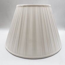Load image into Gallery viewer, white lampshade, bone lampshade, bone silk, silk lampshade, box pleat, pleat, pleated, elegant, traditional, lampshades Dallas, lamp store Dallas