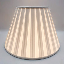 Load image into Gallery viewer, white lampshade, bone lampshade, bone silk, silk lampshade, box pleat, pleat, pleated, elegant, traditional, lampshades Dallas, lamp store Dallas