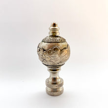Load image into Gallery viewer, dragon finial, oriental dragon, chinese finial, silver ball finial, silver finial, asian finial, oriental finial, lampshade top, lampshade topper