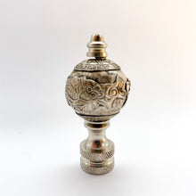 Load image into Gallery viewer, dragon finial, oriental dragon, chinese finial, silver ball finial, silver finial, asian finial, oriental finial, lampshade top, lampshade topper