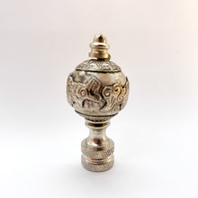 Load image into Gallery viewer, dragon finial, oriental dragon, chinese finial, silver ball finial, silver finial, asian finial, oriental finial, lampshade top, lampshade topper