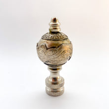 Load image into Gallery viewer, dragon finial, oriental dragon, chinese finial, silver ball finial, silver finial, asian finial, oriental finial, lampshade top, lampshade topper