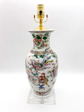 Load image into Gallery viewer, Small Rose Famille Lamp with square base, ~26&quot;