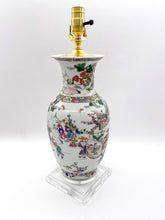 Load image into Gallery viewer, Small Rose Famille Lamp with square base, ~26&quot;